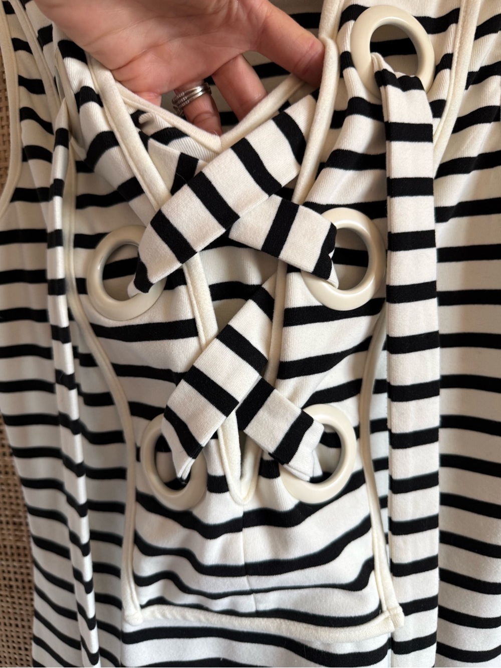 English Factory Black & White Striped Sleeveless Dress - Picture 3 of 10